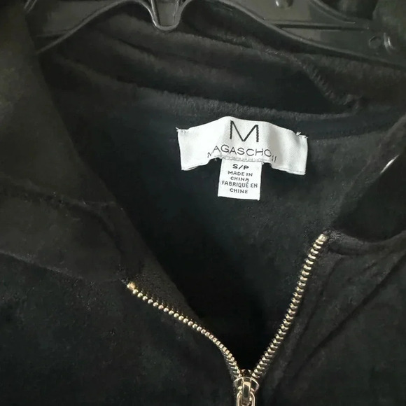 Magaschoni Velour Black & Gold Zip Hoodie Small - Picture 2 of 5
